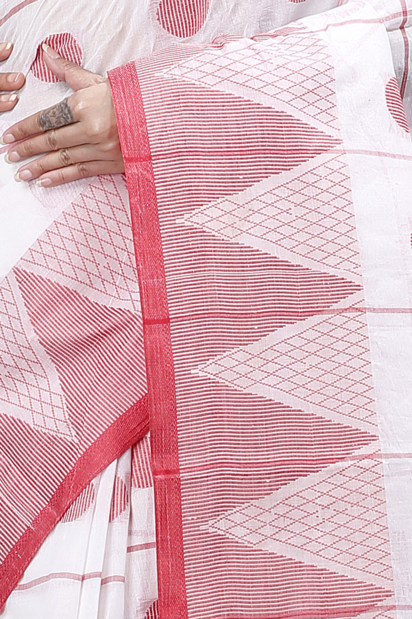 White Pure Cotton Rebeka Tant Saree (1008)